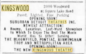 Kingswood Theatre - GRAND OPENING AD JULY 1970